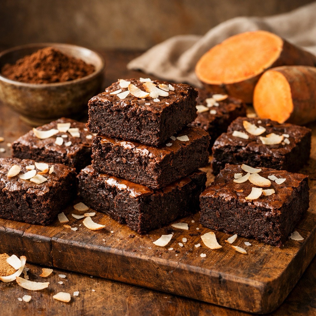 Fudgy Sweet Potato Carob Brownies - vegan AIP recipe